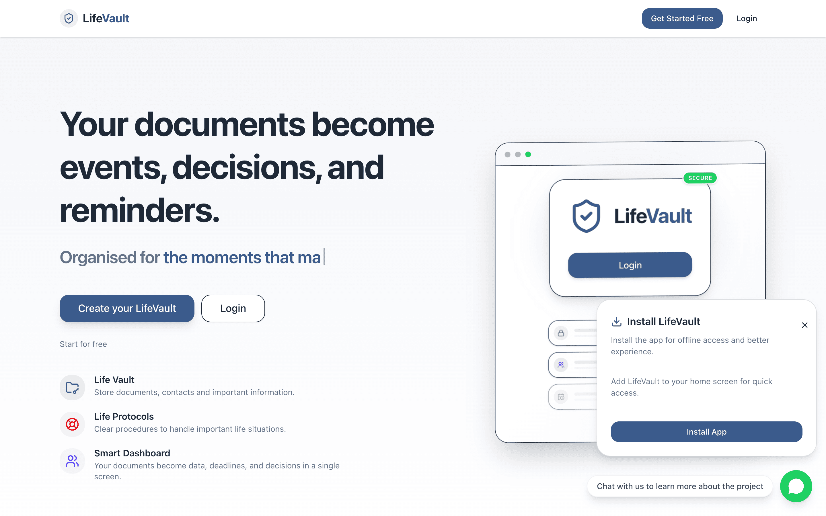 Screenshot LifeVault