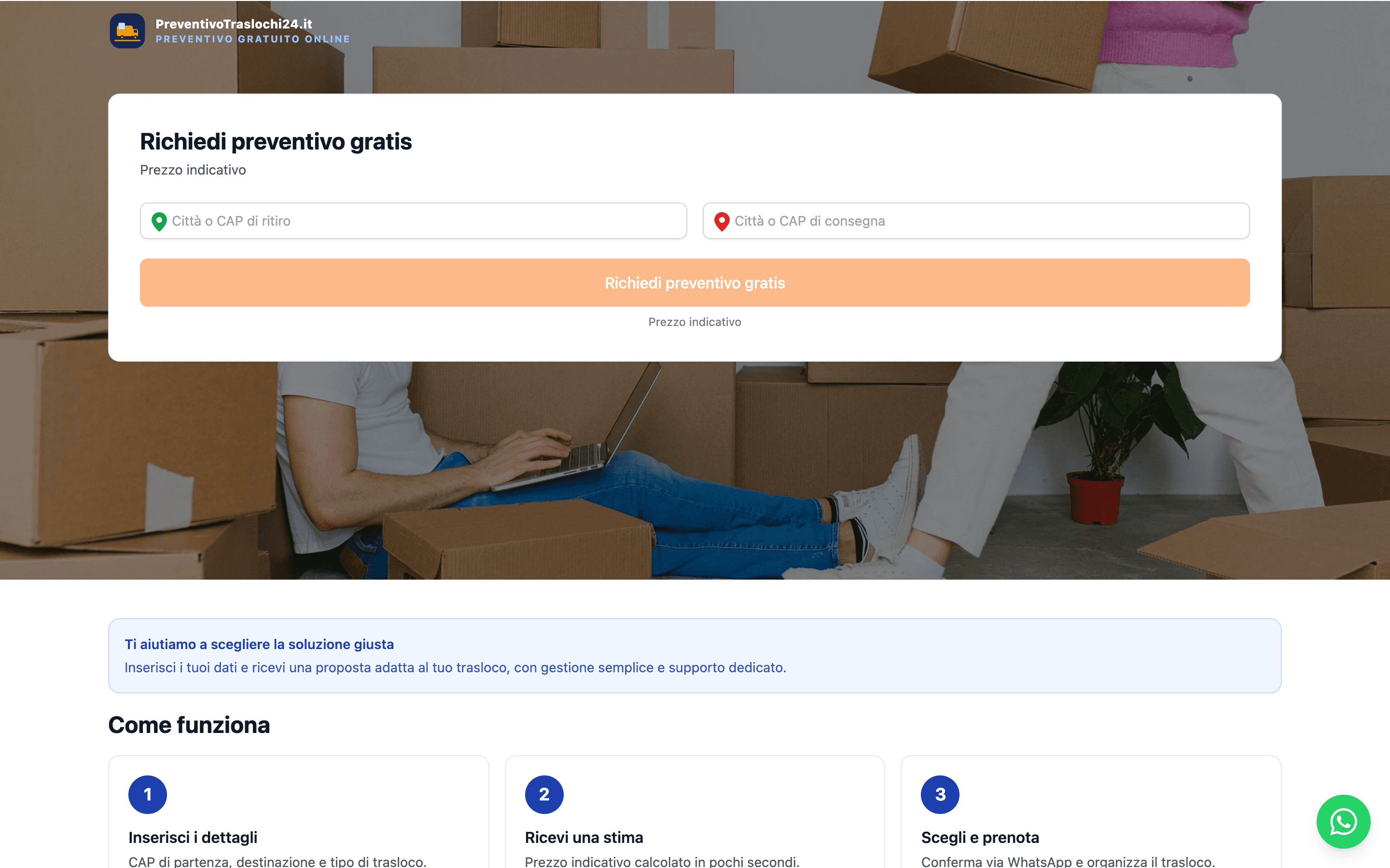 Screenshot Preventivo Traslochi 24